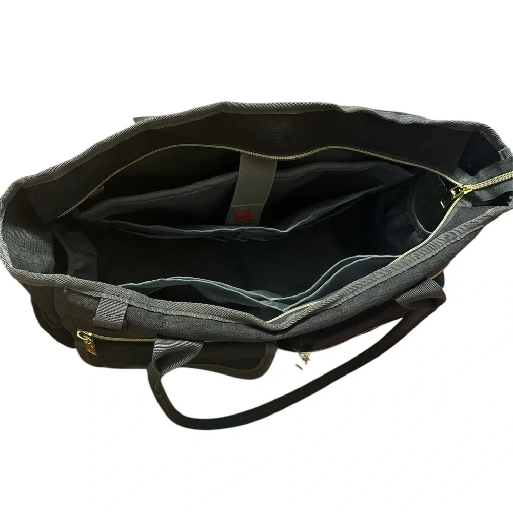 Dark Grey Large Nurse/Laptop Tote with Interior and Exterior Pockets